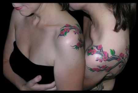 Tattoos - Cherry Blossom Branch Shoulder Detail  - 65084